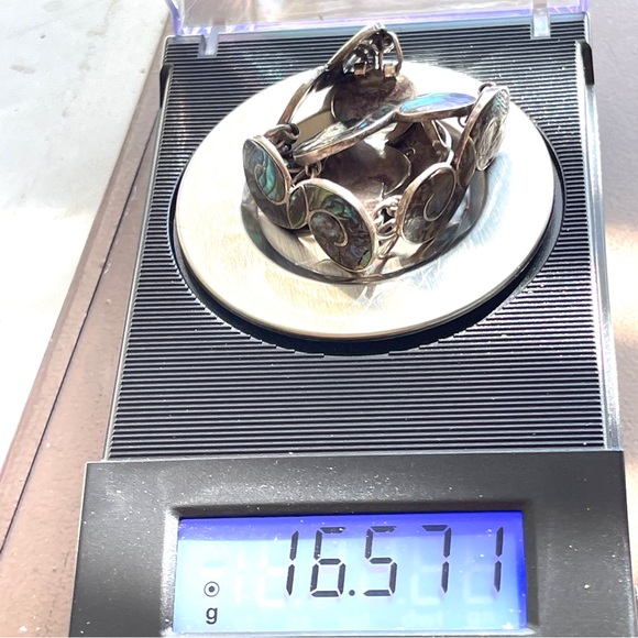 Vintage Taxco Signed Abalone S-Link Sterling Silver Bracelet - Picture 9 of 9